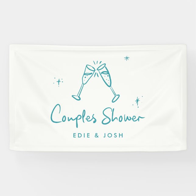 Couples shower modern natural elegant handwritten banner (Horizontal)