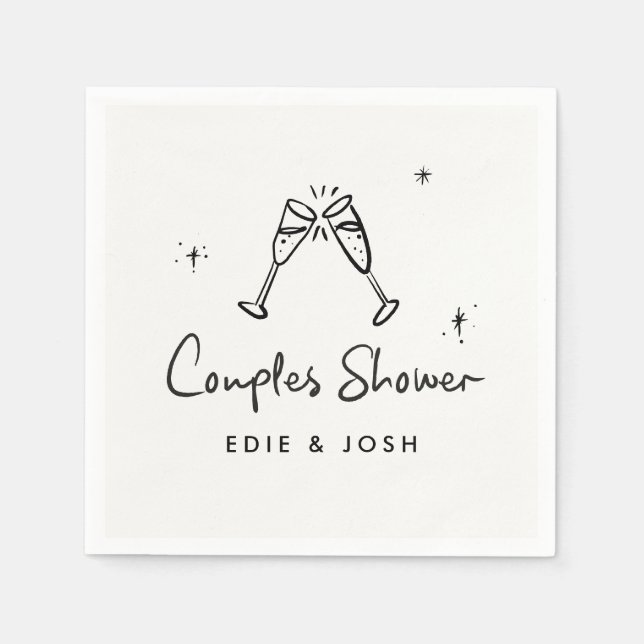 Couples shower modern natural elegant handwritten napkin (Front)