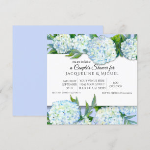 Couples Shower Periwinkle n White Hydrangea Floral Invitation