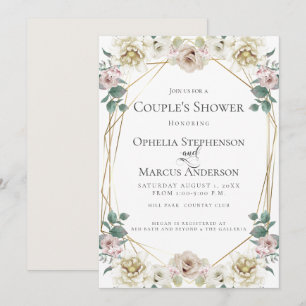 COUPLE'S SHOWER   Romantic Ivory Floral Invitation