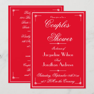 Couples Shower Romantic Red Names RSVP Shower  Invitation