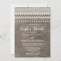 Couples Shower Rustic Wooden Board Lace Typography