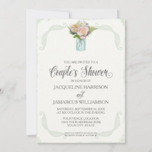 Couples Shower Rustic Wooden Board Lace Typography Invitation
