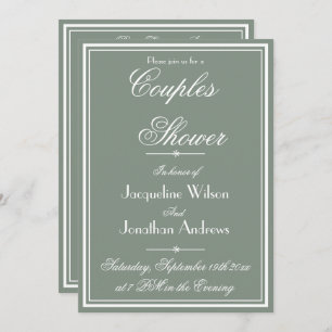 Couples Shower Sage Green Simple Rustic Names RSVP Invitation