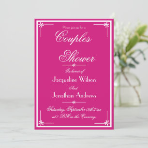 Couples Shower Script Names Elegant Magenta RSVP Invitation