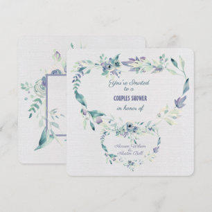 Couples Shower Watercolor Blue Flowers Frame Invitation