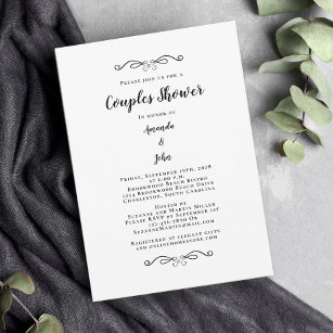 Couples Shower Wedding Engagement Party Black Invitation