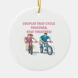 Couples That Cycle Together Ceramic Ornament