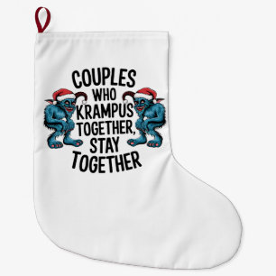 Couples That Krampus Together Stay Together XMAS Large Christmas Stocking