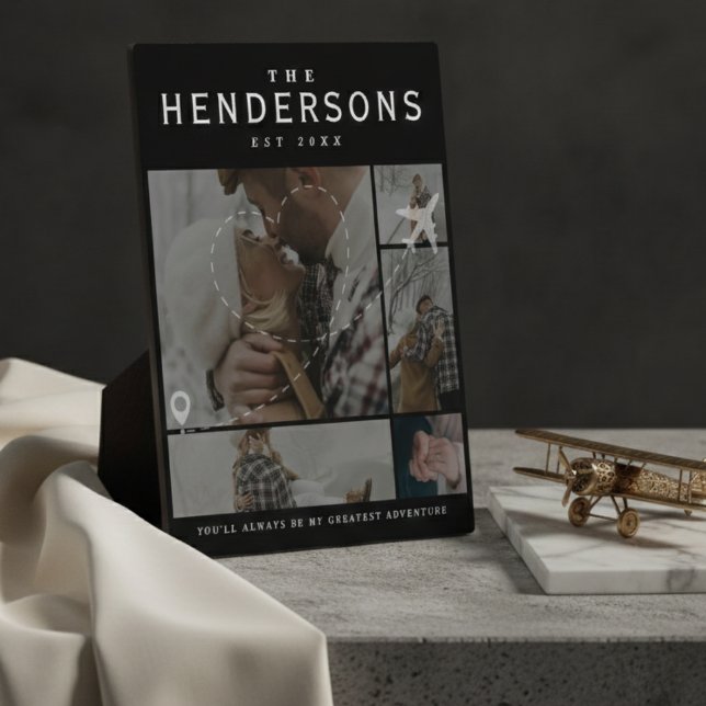 Couples Travel Greatest Adventure Photo Collage Plaque ( Gift this personalized Couples Travel Greatest Adventure Photo Collage plaque! )