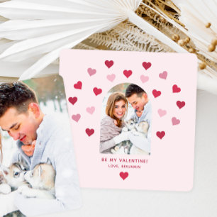 Couples Valentine Heart Two Photo Valentine Holiday Card