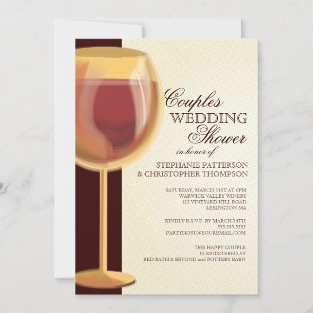 Couples Wedding Shower Aged Wine Themed Invitation (Front)