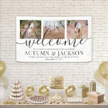 Couples Wedding Shower Elegant 3 Photo Welcome Banner<br><div class="desc">Welcome guests to a stylish couples bridal shower with an elegant custom 3 photo collage party banner. Pictures and all text are simple to personalize. (IMAGE PLACEMENT TIP: An easy way to centre a photo exactly how you want is to crop it before uploading to the Zazzle website.) The modern...</div>