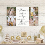 Couples Wedding Shower Elegant 4 Photo Welcome Banner<br><div class="desc">Welcome guests to a stylish couples bridal shower with an elegant custom 4 photo collage party banner. Pictures and all text are simple to personalize. (IMAGE PLACEMENT TIP: An easy way to centre a photo exactly how you want is to crop it before uploading to the Zazzle website.) The modern...</div>