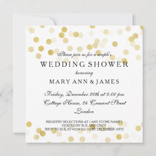 Couple's Wedding Shower Gold Foil Glitter Lights Invitation