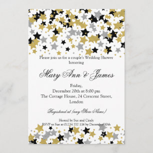 Couple's Wedding Shower Gold Glitter Stars Invitation