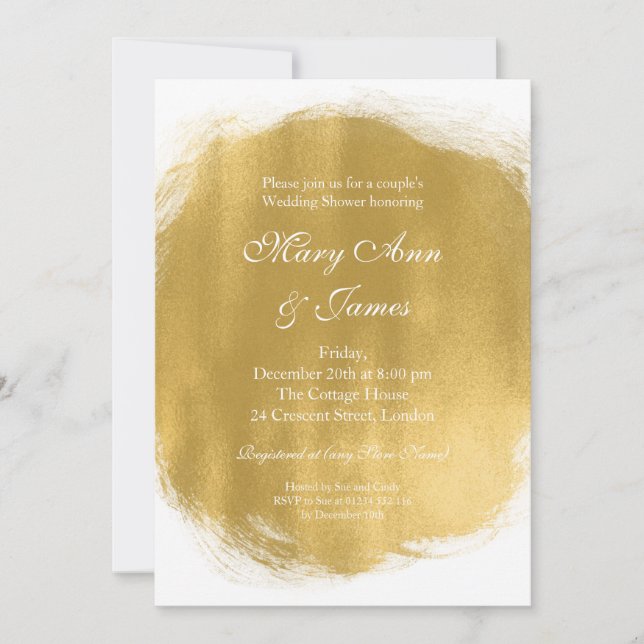 Couple's Wedding Shower Gold Paint Look Invitation (Front)