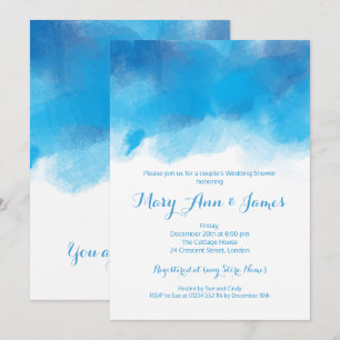 Couple's Wedding Shower Summer Blue Watercolor Invitation
