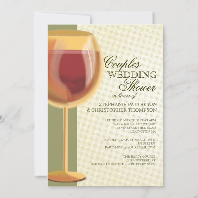 Couples Wedding showers Invitation À Thème Du Vin  (Devant)