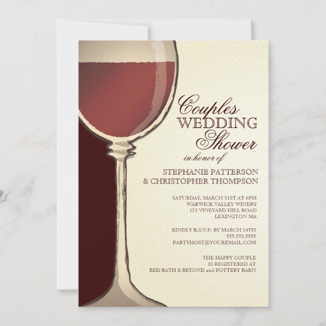 Couples Wedding showers Invitation À Thème Du Vin  (Devant)