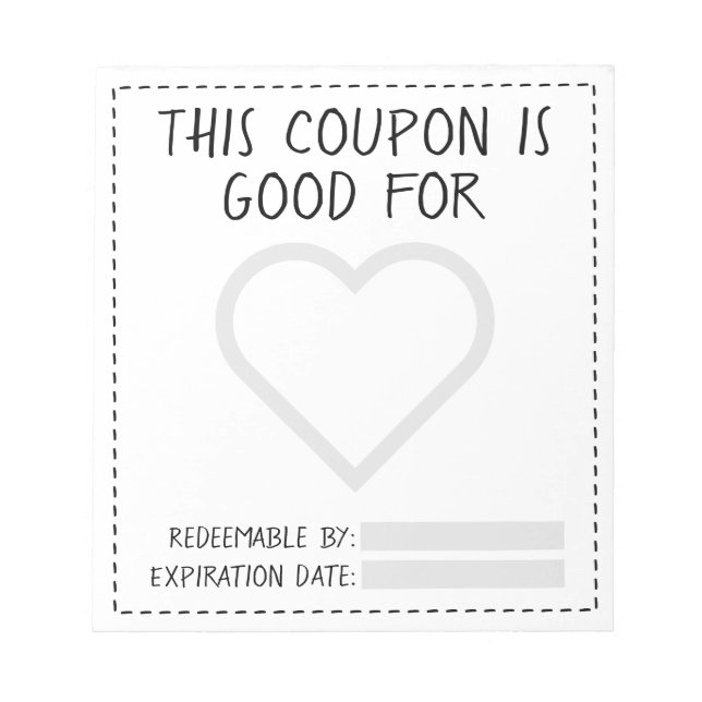 Coupon Book Homemade Coupons Cute Modern Template Notepad (Front)