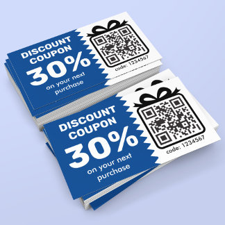Coupon de réduction numérique avec logo QR Code Bl