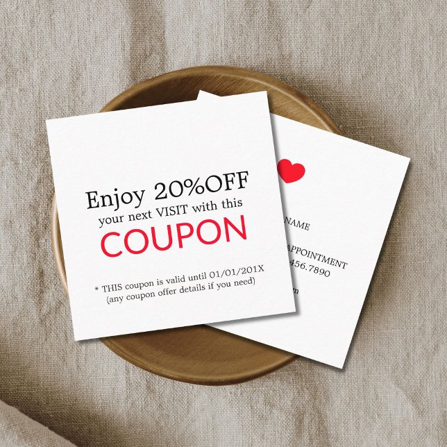 Coupon de remise minimal White Red Heart Beauty (Créateur téléchargé)