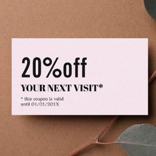 Coupon Élégant Minimaliste Rose Beauté Blanche