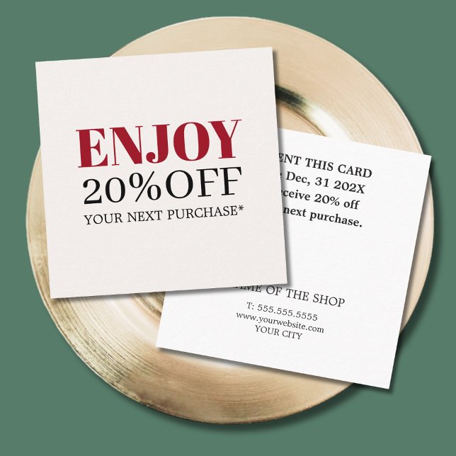 Coupon minimaliste Elégant Beige Rouge Boutique (Créateur téléchargé)