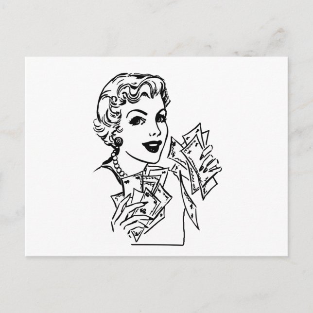 Coupon Money Lady - Add Your Text Postcard (Front)