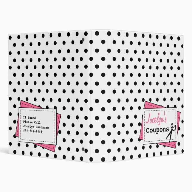 Coupon Organizer - Black Polka Dot & Pink Binder (Background)