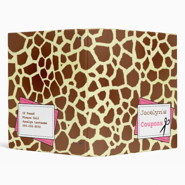 Coupon Organizer - Giraffe Print & Pink Binder (Background)
