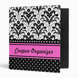 Coupon Organizer Hot Pink Art Deco Damask Binder
