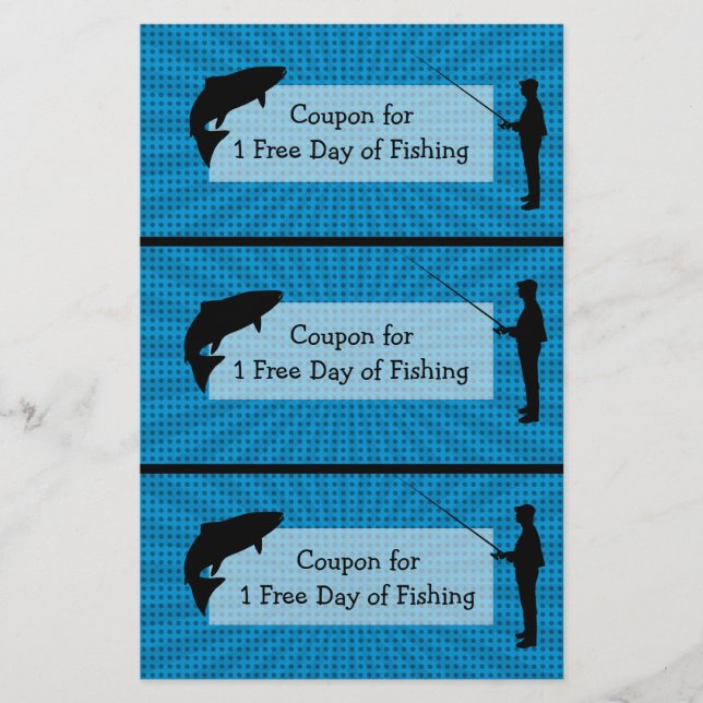 Coupons for One Free Day of Fishing Humour Flyer (Front)