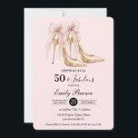 Couquette Blush Bow Fashion Heel 50th Birthday Invitation<br><div class="desc">Personalize this chic coquette black and pink birthday invitation with own wording easily and quickly, simply press the customize it button to further re-arrange and format the style and placement of the text.  Perfect for Sweet 16, 18th Birthday, 21st, 30th, 40th, 50th, 60th and more! Matching items available in store!...</div>