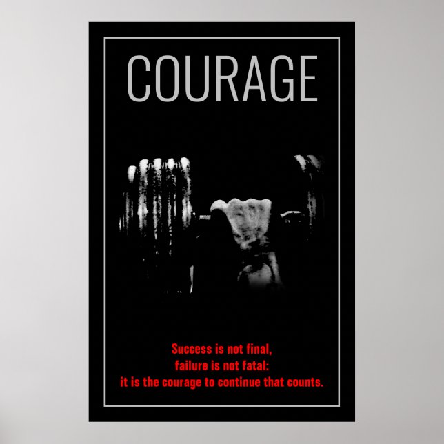 Courage Bodybuilding Training Motivational Poster (Front)