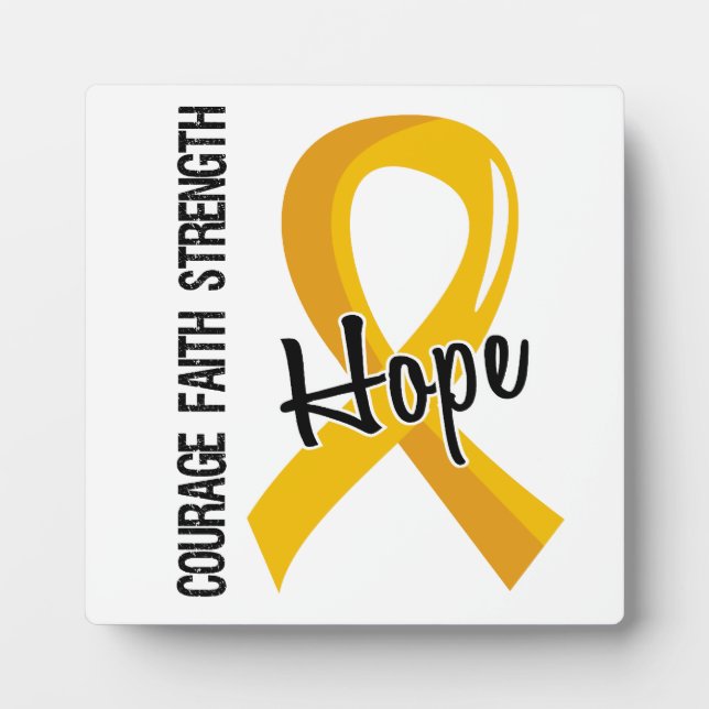 Courage Faith Hope 5 Childhood Cancer Plaque (Front)