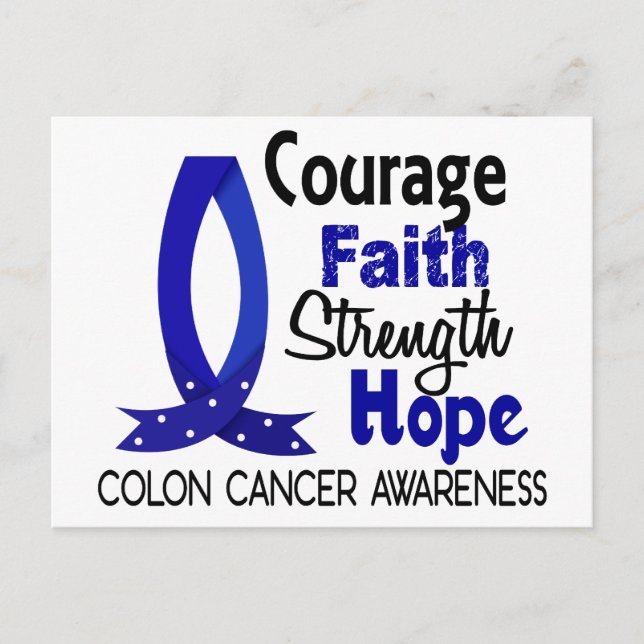 Courage Faith Strength Hope Colon Cancer Postcard (Front)