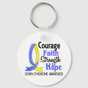 Courage Faith Strength Hope Down Syndrome Keychain
