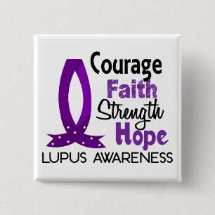 Courage Faith Strength Hope Lupus 2 Inch Square Button