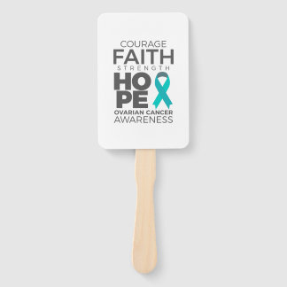 Courage Faith Strength Hope Ovarian Awareness Hand Fan