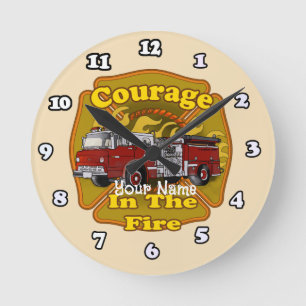 Courage Firetruck firefighters  Round Clock