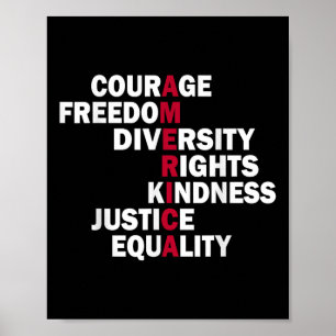 Courage Freedom Diversity Rights Kindness Justice  Poster