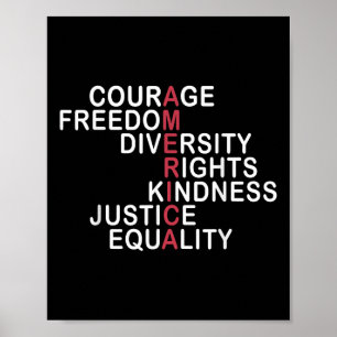 Courage Freedom Diversity Rights Kindness Justice Poster