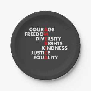 Courage Freedom Diversity Rights Kindness Paper Plate