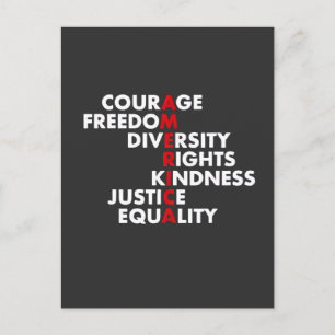 Courage  Freedom Diversity Rights Kindness Postcard