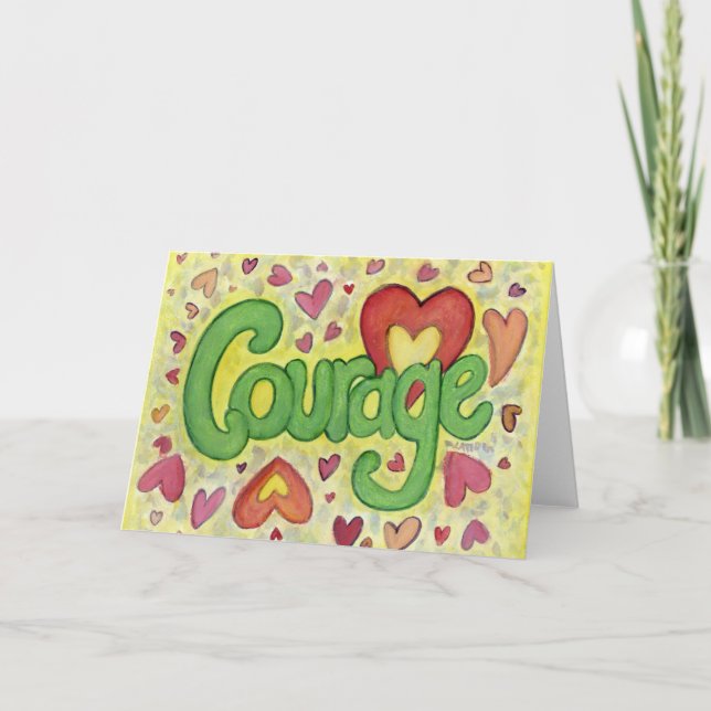 Courage Heart Word Art Carte de voeux inspirante (Devant)