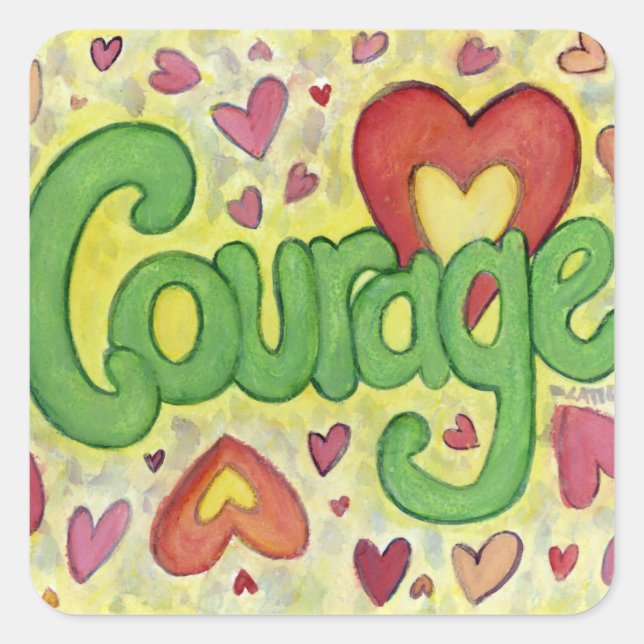 Courage Heart Word Art Motivational Decal Stickers (Front)