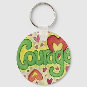 Courage Heart Word Art Motivational Key Chains