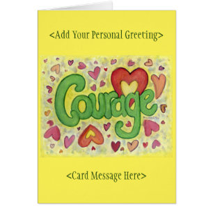 Courage Heart Word Art Motivational Note Cartes